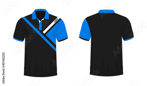 T-shirt Polo blue and black template for design on white background. Vector illustration eps 10.