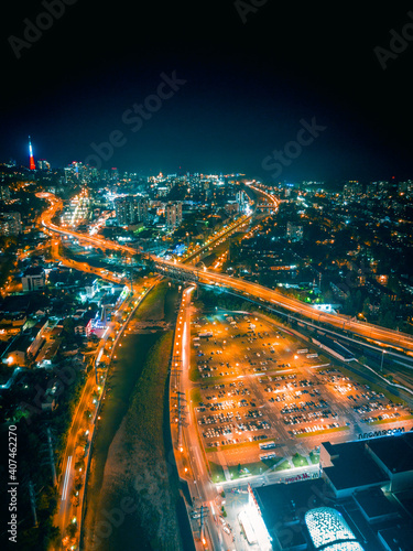 Aerial view panoramic city in the night