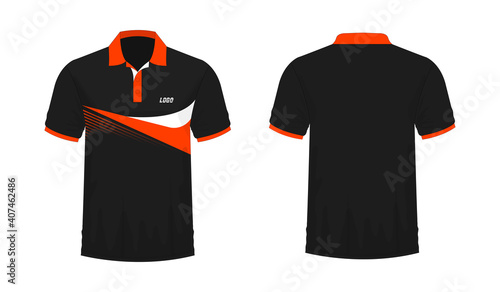 T-shirt Polo orange and black template for design on white background. Vector illustration eps 10.