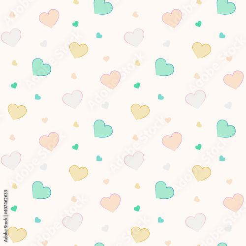 Colorful heart pattern for textile fabrics. Heart background vector illustration.