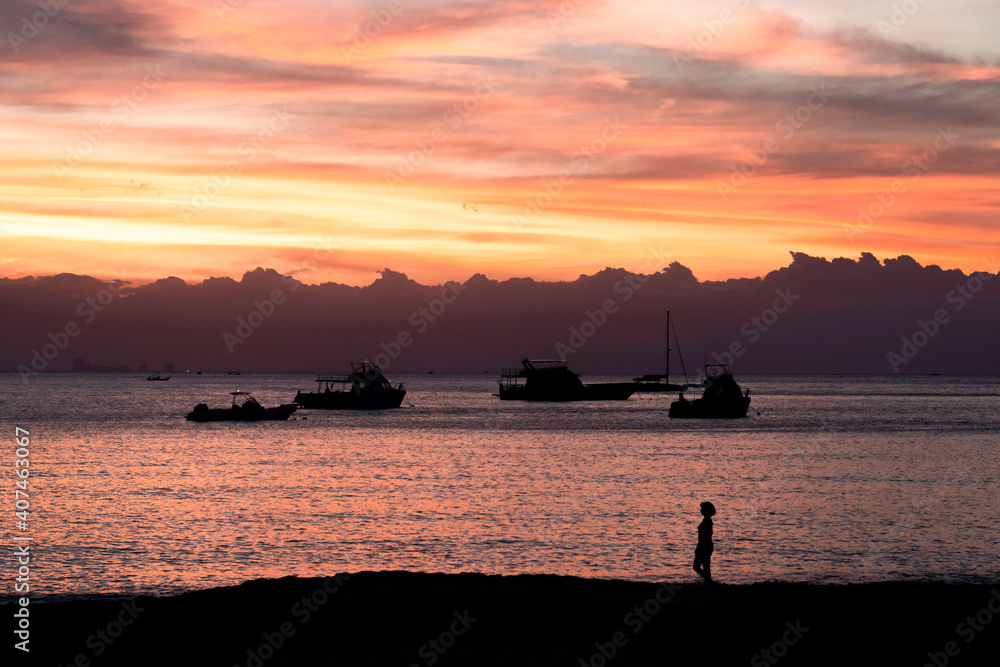 Sunset at lanta beach Thailand