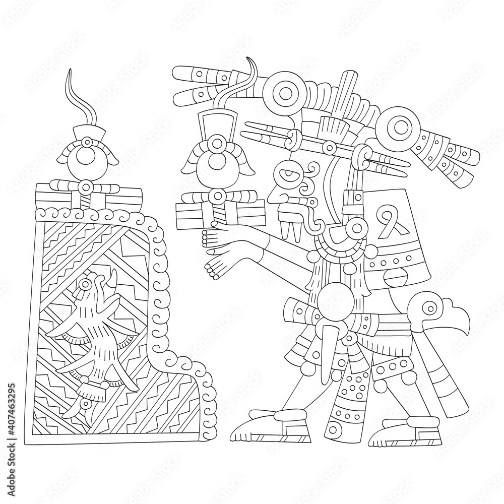 vector image with Aztec god Tlaloc.God of the rain and water for your project vector image with Aztec god Tlaloc.God of the rain and water for your project
