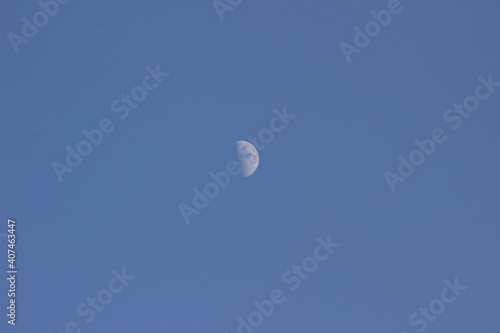moon in the blue sky. 01/21/2021
