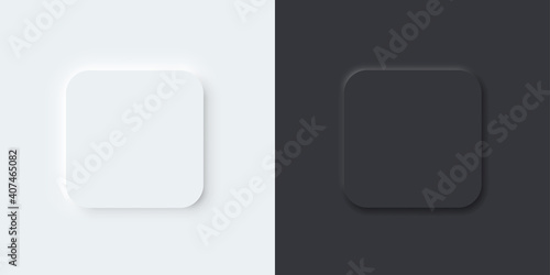 3D vector buttons neumorphic design. Geometric shapes: circle, square, .rectangle on black, dark, white background with light shadows. Web elements geometry modern trend tree-dimensional design.