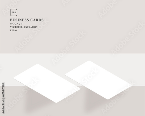Blank business card mockup. Mockup of two horizontal business cards. Mockup vector isolated. Template design. Realistic vector illustration.