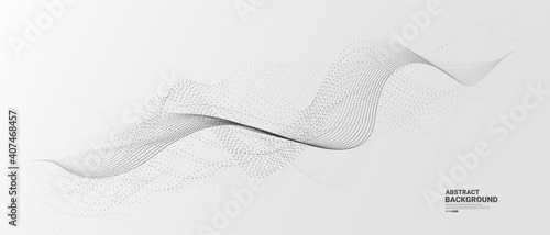 White abstract background with flowing particles. Digital future technology concept. vector illustration.