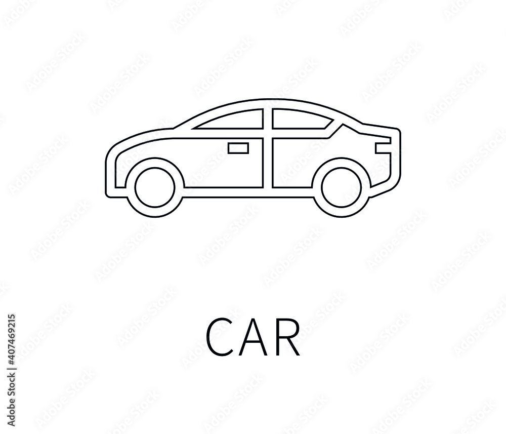 Fototapeta premium car vector icon. Editable stroke. Symbol in Line Art Style for Design, Presentation, Website or Apps Elements, Logo. Pixel vector graphics - Vector