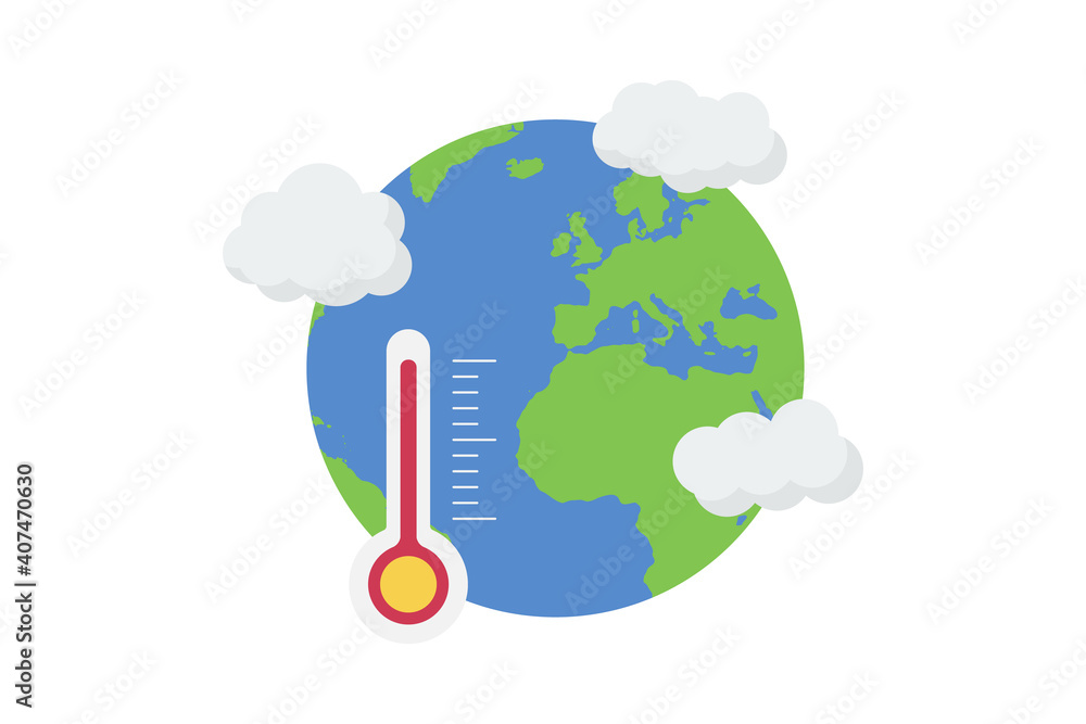 Global warming icon. Earth with thermometer Stock-Vektorgrafik
