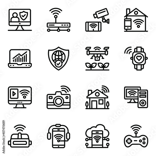 
Pack of Smart Gadgets Linear Icons
