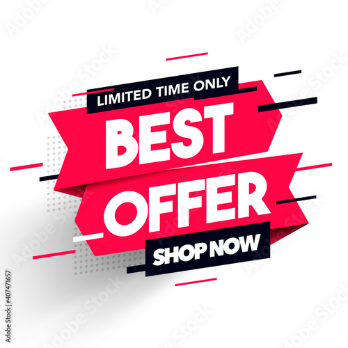 Vector Illustration Glitch Label With Text Best Offer.