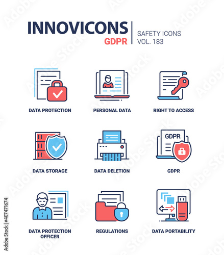 GDPR - modern line design style icons set