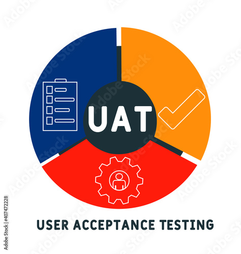 UAT - User Acceptance Testing acronym. business concept background.  vector illustration concept with keywords and icons. lettering illustration with icons for web banner, flyer, landing page