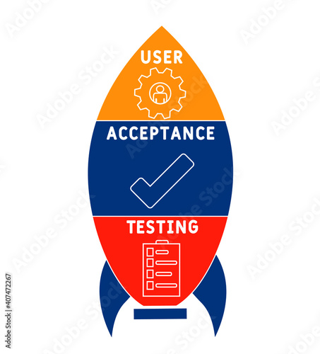 UAT - User Acceptance Testing acronym. business concept background.  vector illustration concept with keywords and icons. lettering illustration with icons for web banner, flyer, landing page