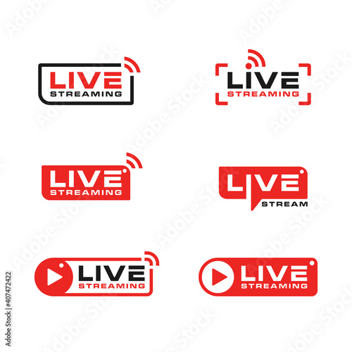 Live streaming broadcast logo icon design collection