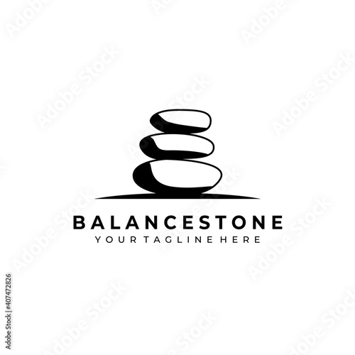 balance stone line art logo vector illustration template design