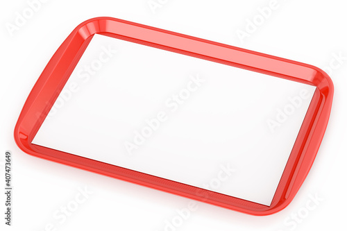 Canvas Print Red plastic food tray with empty liner