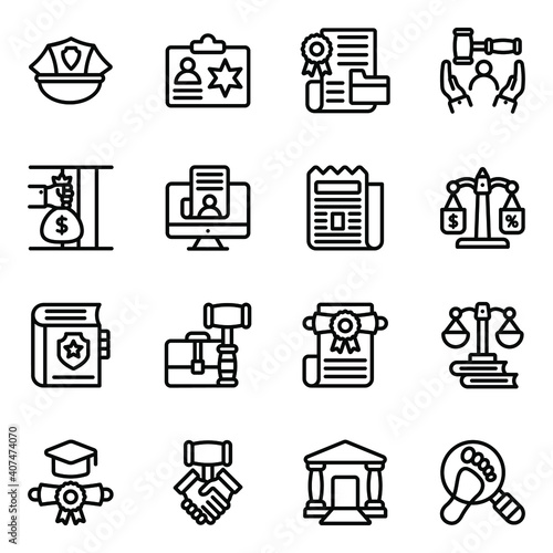 
Pack of Law Documents Linear Icons 

