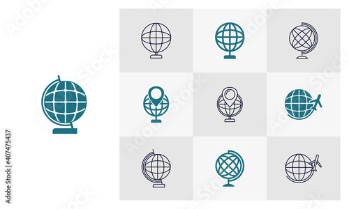 Set of Globe icon vector template, Travel design icon concepts, Creative design