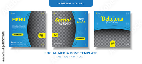 Flyer or Social Media Post Template Themed Food With Simple and looks Modern Concept and Bundle Set