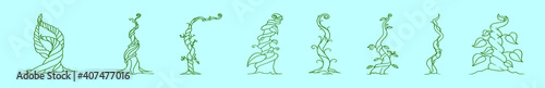 set of beanstalk cartoon icon design template with various models. vector illustration isolated on blue background