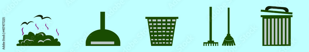 set of landfill trash cartoon icon design template with various models. vector illustration isolated on blue background set of landfill trash cartoon icon design template with various models. vector illustration isolated on blue background