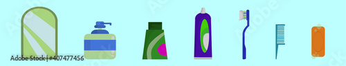 set of teeth brushing cartoon icon design template with various models. vector illustration isolated on blue background