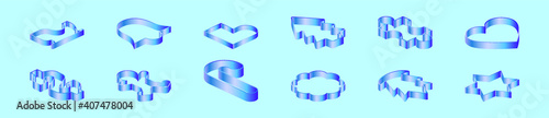 set of cookie cutter cartoon icon design template with various models. vector illustration isolated on blue background