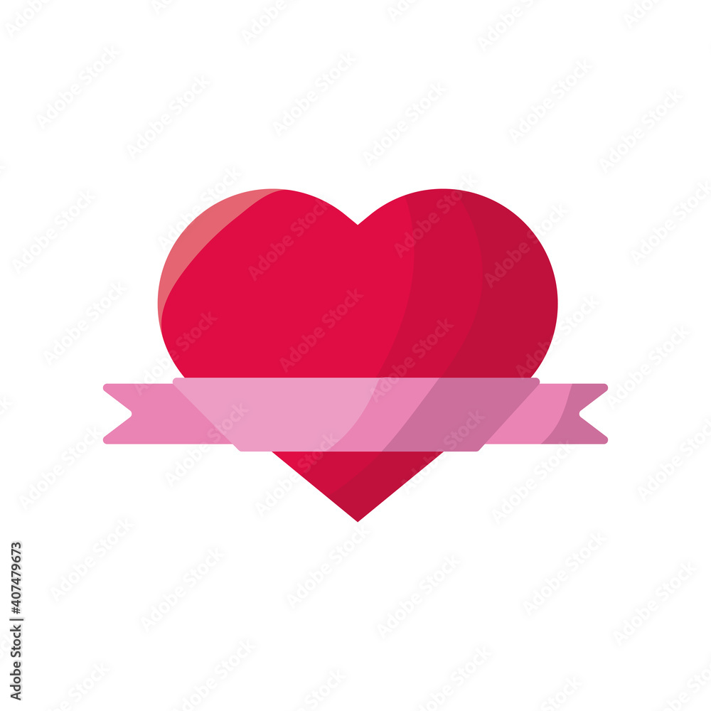 heart love with ribbon valentines day icon