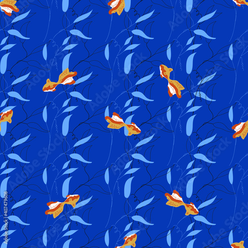 Fish, koi. Seamless pattern. Vector illustration.