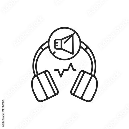 Noise cancelling headphones color line icon. Pictogram for web page, mobile app, promo. Editable stroke