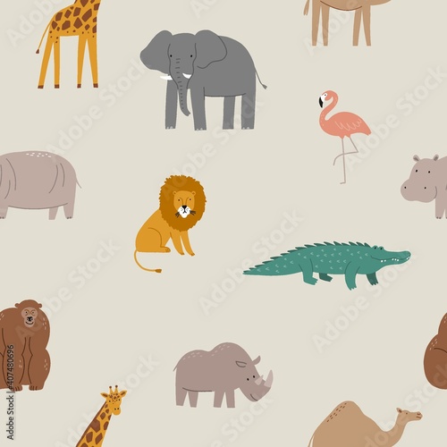 Photography Cute wild safari African animals - Vector illustration