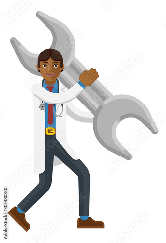 An Asian doctor cartoon cha...