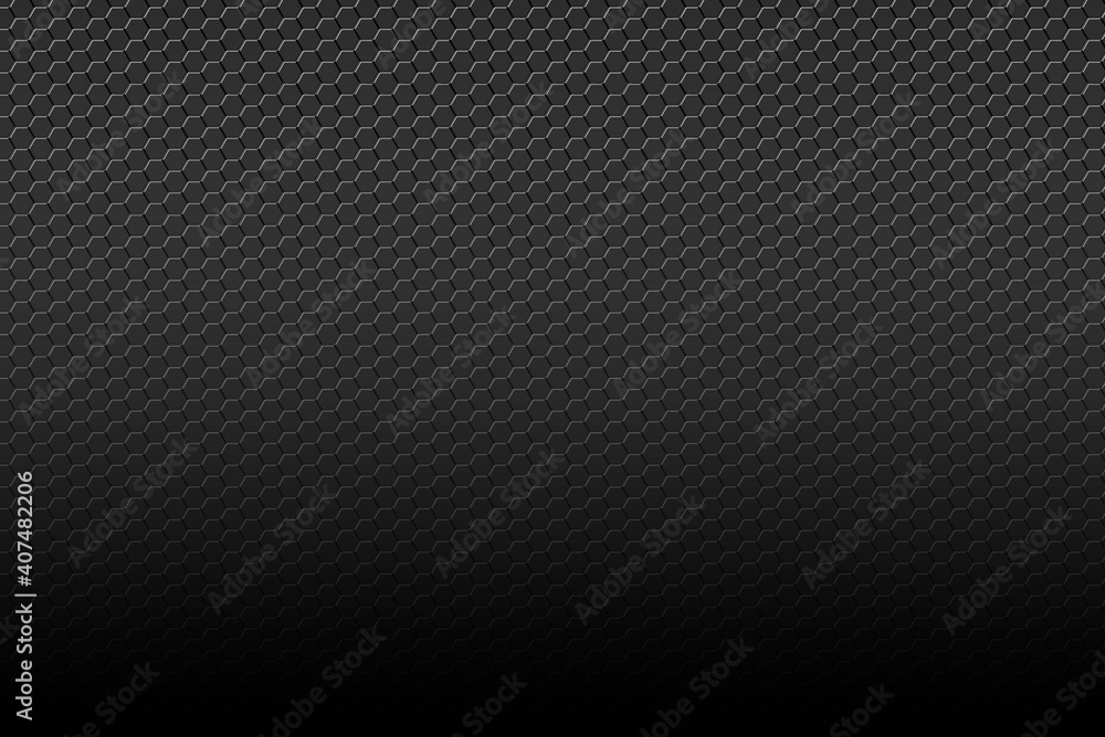 Obraz premium Dark Black background pattern texture with hexagon pattern. Industrial style.