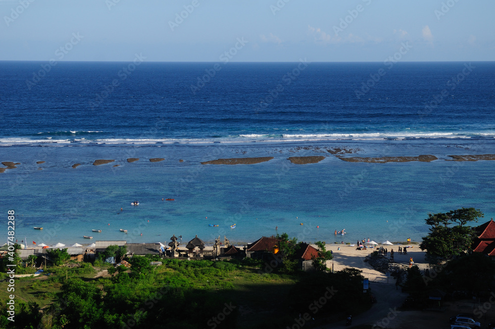 Aerial view of Pandawa Beach in Bali, Indonesia.