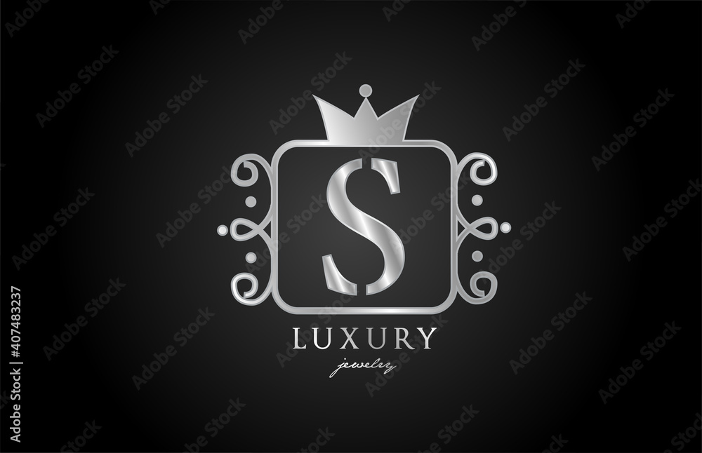 S monogram silver metal alphabet letter logo icon. Creative design with ...