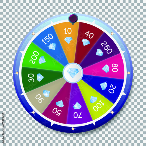 Roulette 3d fortune wheel isolated vector illustration for gambling background and lottery win concept. Wheel fortune for game and win jackpot.