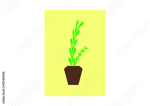 Vector illustration of a simple painting showing plants living in a vase