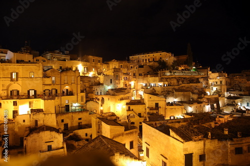 Night on the illuminated houses of Matera, European Capital of Culture 2019