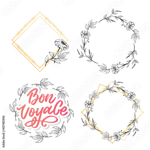 Bon Voyage Hand Lettering Vector Calligraphy Travel