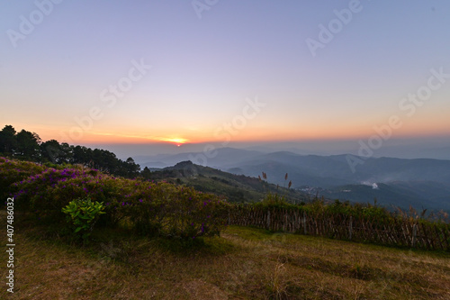 Sunset Pha Chang Moo, Mae Sai District, Chiang Rai Province, 57130, Thailand, Asia © Phongsagon