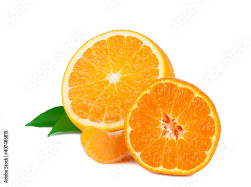Tangerine and orange isolated on a white background.