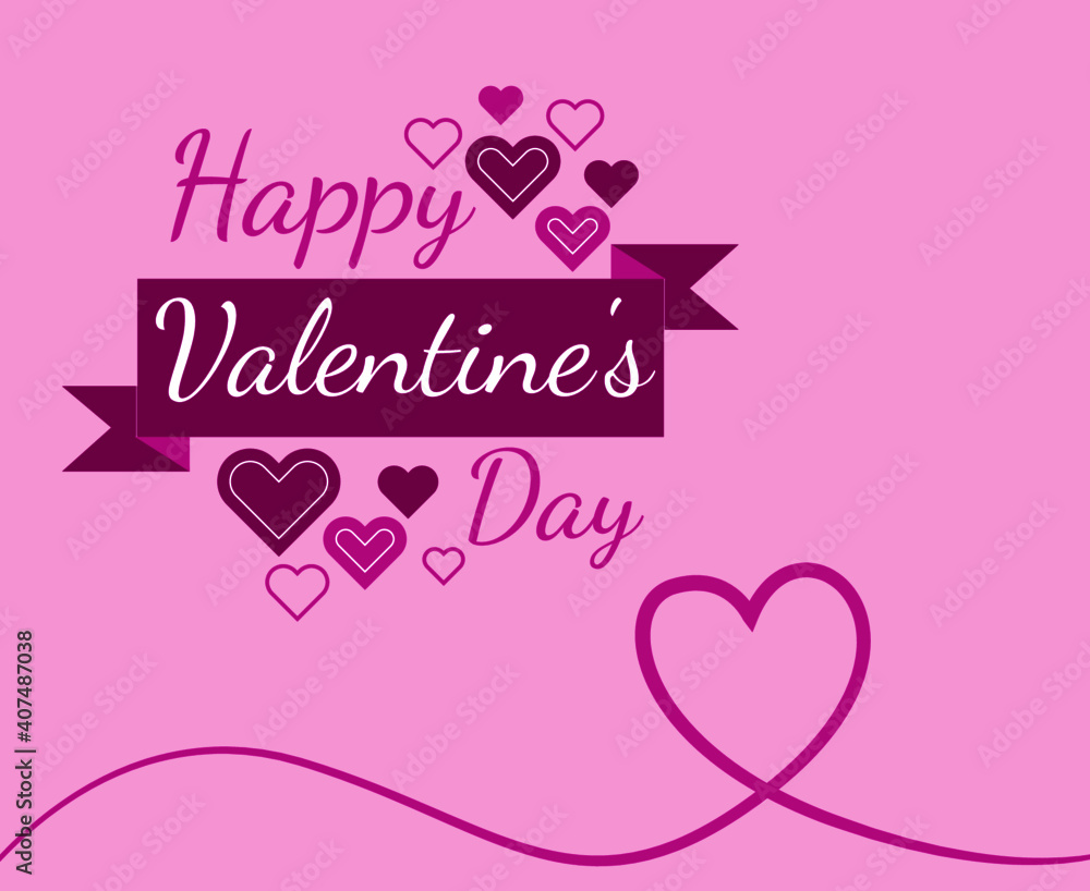 Happy valentine day congratulation with heart symbol.14 february