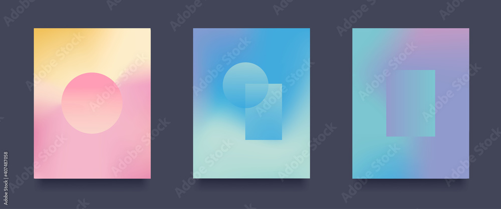 Abstract geometric background set. Minimalistic Gradient Patterns with Geometric Shapes. Vector illustration