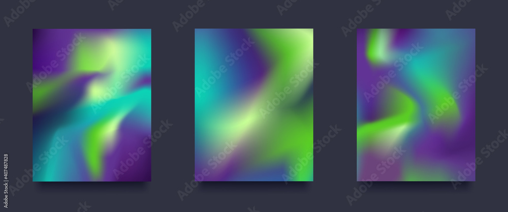 Abstract Liquid Background Set. North lights concept Pattern. Vector illustration