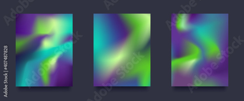 Abstract Liquid Background Set. North lights concept Pattern. Vector illustration