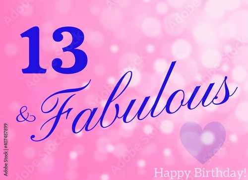 Canvas Print 13th birthday card wishes illustration