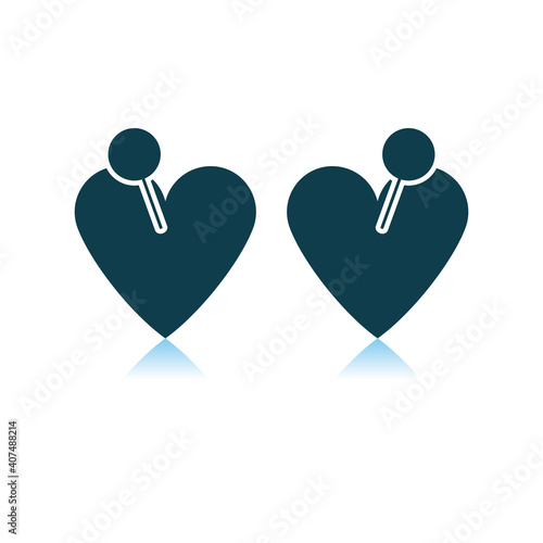 Two Valentines Heart With Pin Icon