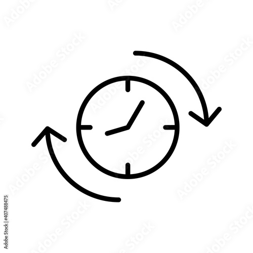 time clock watch with arrows line style icon