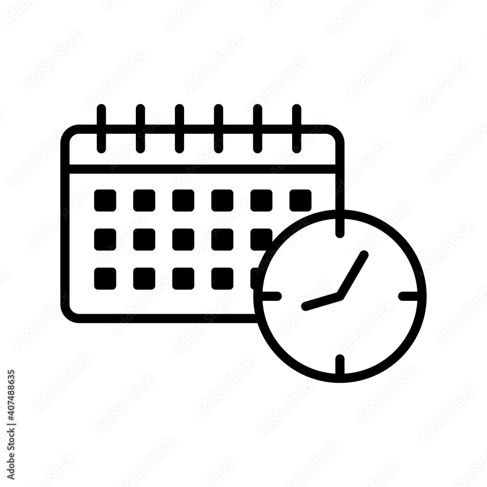 time clock watch with calendar line style icon time clock watch with calendar line style icon