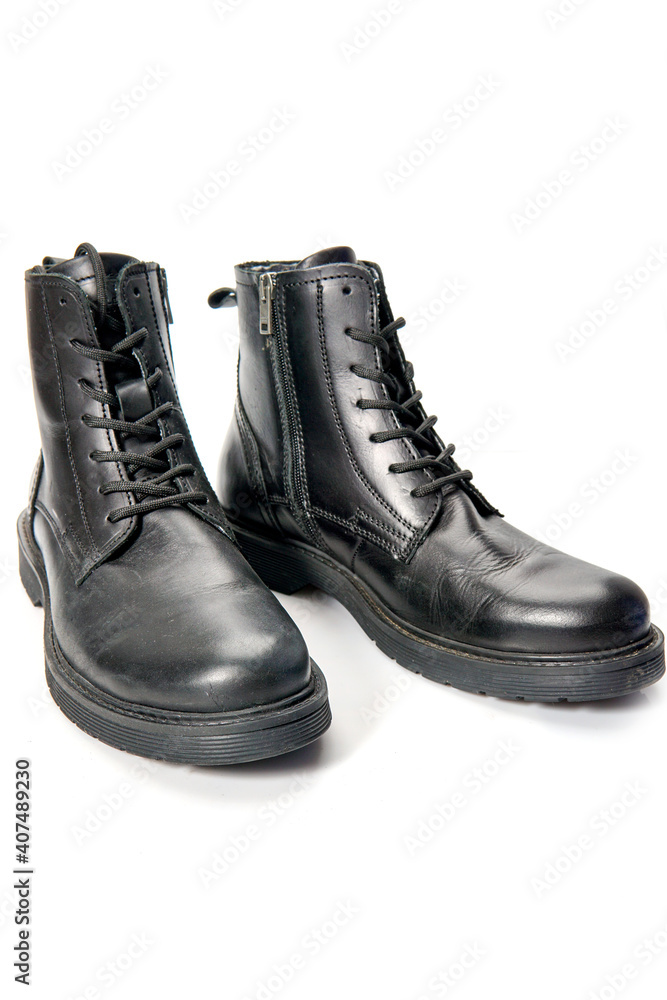 Closeup of beautiful and comfortable winter men's shoes from isolated on white background. Closeup of beautiful and comfortable winter men's shoes from isolated on white background.